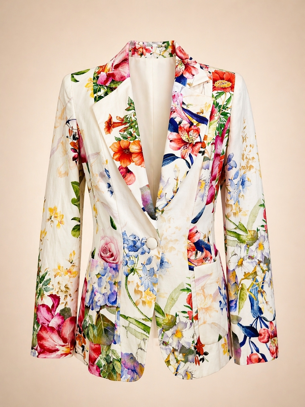 Marciano by Guess Floral Blazer Belted White Multicolor Garden Jacket Women Sz 4 - Picture 8 of 10